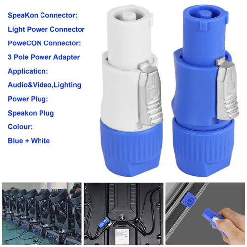 6PCS 3-Pin Speaker Connector 20A Power Plug Connector Input+Output Converters for Stage Light LED Screen Audio 2
