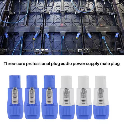 6PCS 3-Pin Speaker Connector 20A Power Plug Connector Input+Output Converters for Stage Light LED Screen Audio 1