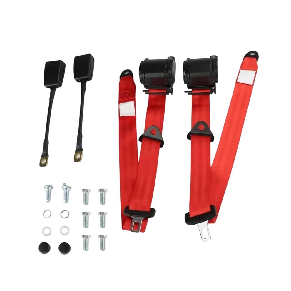 2Pcs 3Point Belts Universal Retractable Adjustable Belts For Cart Utv Minivan Rv Truck (Red) Red Saudism