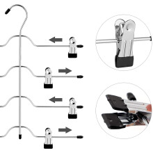 4 Tier Hosen KleiderbüGel Metall Rock KleiderbüGel mit Clips, Hosen Clips KleiderbüGel, für Hosen, Hosen, Jeans, HandtüCher, 2-Pack Schwarz