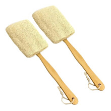 2 Pack Exfoliating Loofah Luffa Loofa Bath Brush A Stick, Shower Sponge Back Scrubber with Long Wooden Handle