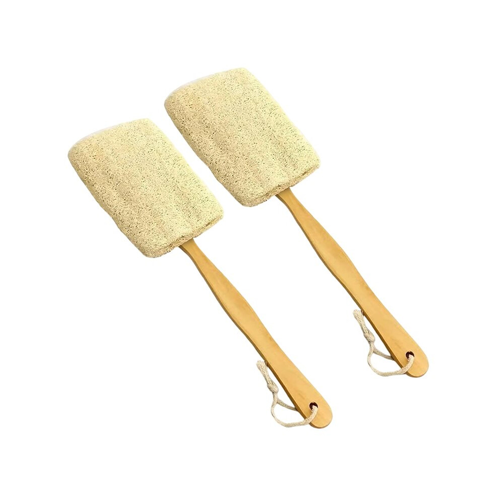 Tlily 2 Pack Exfoliating Loofah Luffa Loofa Bath Brush A Stick, Shower Sponge Back Scrubber With Long Wooden Handle