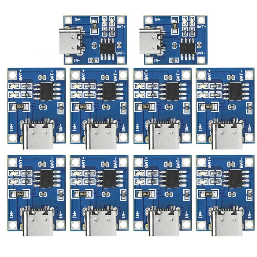 TP4056 5V 1A 18650 Lithium Battery Charger Module, Type-C Charging Board with Protection, Dual Function Power PCB 10PCS