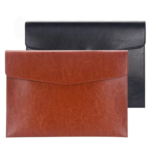 A5 Leather Document Storage Bag Folder Data Packet PU Business Bill File Bag School Office Supplies