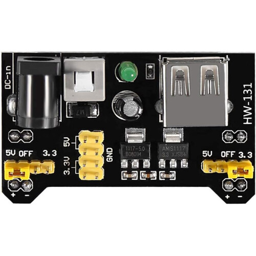 6PCS 3.3V 5V MB102 Breadboard Power Supply Module  6.5-12V USB for  Solderless Bread Board 2