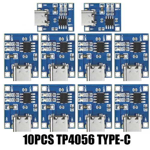 TP4056 5V 1A 18650 Lithium Battery Charger Module, Type-C Charging Board with Protection, Dual Function Power PCB 10PCS 1