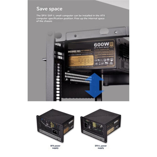 Staffa Adattatore per Alimentatore SFX-ATX PP08 Alimentatore SFX/SFX-L per Chassis ATX,  ATX e -ITX 2