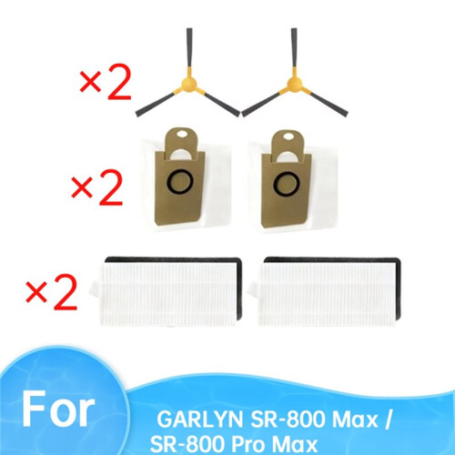 6 Pcs for GARLYN SR-800 Max / SR-800 Pro Max Sweeping Accessories Side Brush Filter Dust Bags 2