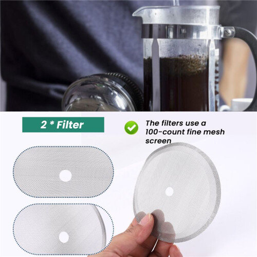 2-Pack Fransk Press Utbytesfilter Mesh-SkäRm Perfekt för 34 OZ, 8 Koppar Fransk Press 2
