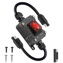 Inline 12V Power SAE Connector IP67 Waterproof, 14AWG Heavy Duty SAE Plug with /Off for Solar, RV