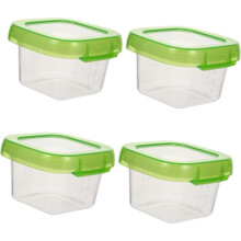 Lot de 4 Boîtes de Conservation Alimentaire avec Joint Étanche, en Polypropylène et Silicone, Compartimentées pour les en-Cas et le Lait