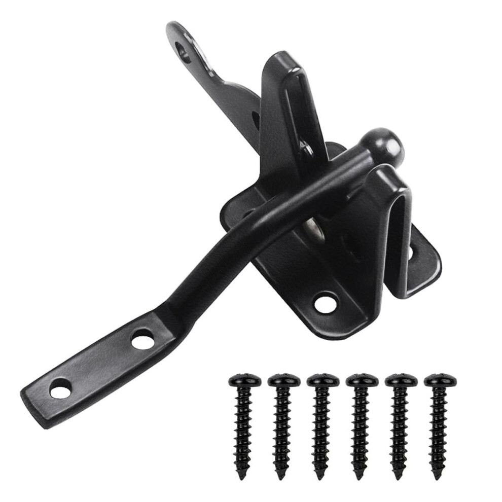 Self Locking Fence Gate Latch 144Mm Black Steel Heavy Duty Rustresistant For Wooden Outdoor Gates 9092120874617