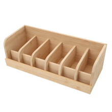 Bamboo 6 Grids Belt Organizer Tie Storage Box Watch Storage Display BoxWardrobe Accessories Supplly Storage Box