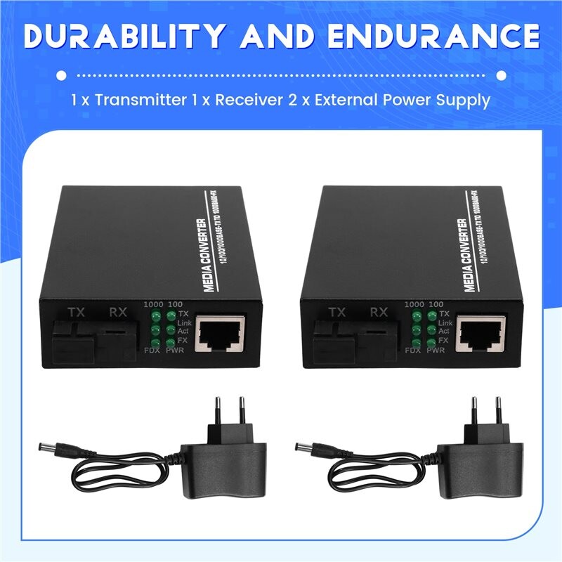 Network Transceiver Fiber to RJ45 Ethernet Media Converter 3KM Gigabit Ethernet Converter ...