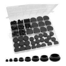 125 Stück Schwarze Gummistopfenbox, Silikonwerkzeug für Runde Löcher in Verschiedenen Größen, Gummistopfen für Runde Löcher