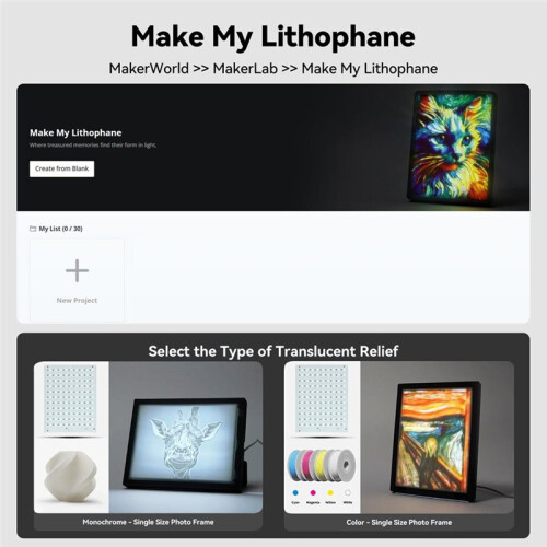 For  3D Printer CMYK Lithophane LED Backlight Board Kit USB C DIY Lithophane Photo Model Bambulabs 6pack 1