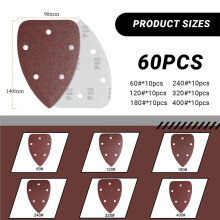 Multi Tool Sanding Pads, 60 Pcs Mouse Detail SanderPads, 5 Hole Sanding Sheets Assorted for Sander SandersPads