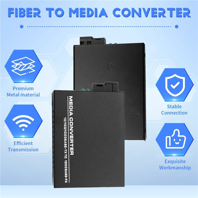 Network Transceiver Fiber to RJ45 Ethernet Media Converter 3KM Gigabit Ethernet Converter ...