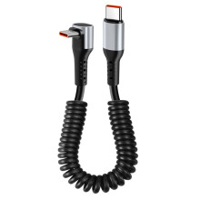 66w 90 Degree Spring Type C Cable Fast Charging Type C to Type-C Cord for 16 Type C Mobile Phone Cable