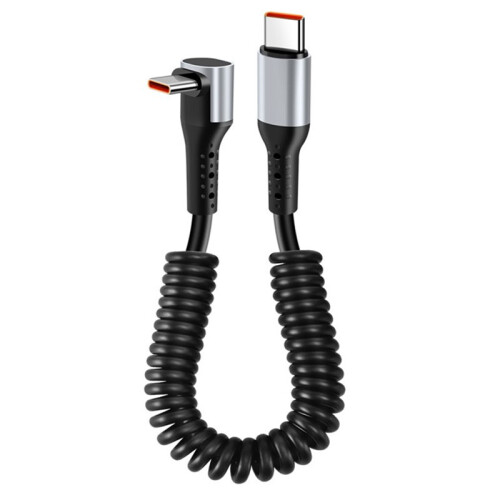 66w 90 Degree Spring Type C Cable Fast Charging Type C to Type-C Cord for  16  Type C Mobile Phone Cable