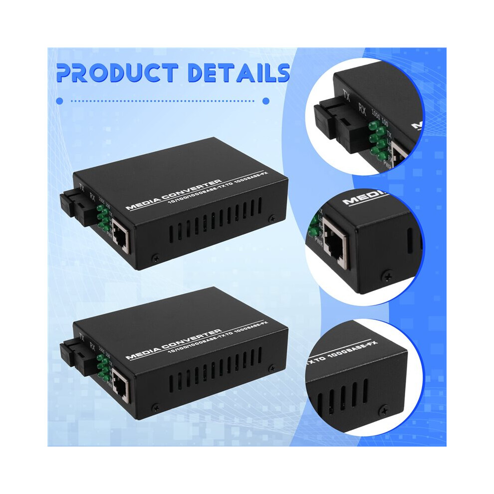 Fiber To Rj45 Ethernet Media Converter 3Km Gigabit Ethernet Converter 1000Mbps Fiber Optic Transceiver Eu Plug 6033193011861