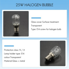 2 Pezzi E14 Lampadina Ad Alta Temperatura 500 Gradi 25W Lampadina Alogena A Bolla per Forno Lampadina al Quarzo 250V