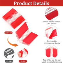 Acrylic Hinges Kit,15Pcs Self Adhesive Buckles Set No Need to Punch Plastic DIY Piano Hinge Door Buckle for Box