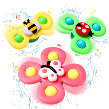 3PCS Baby Bath Spinner Toy with Strong Suction Cups, Animal Shape Spinning  Set
