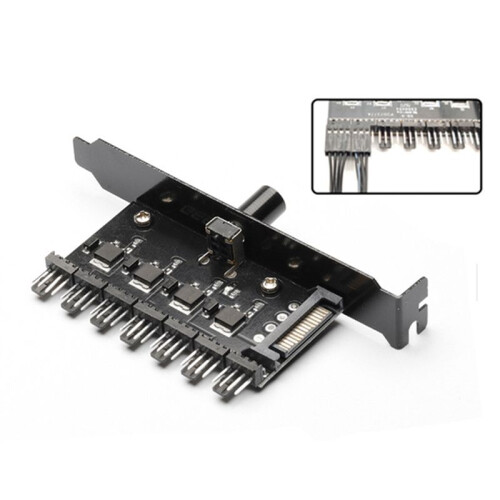 7-Channel Cooling Fan Hub Speed Controller Cable Splitter  Charging Radiator for PC Case Temperature 1