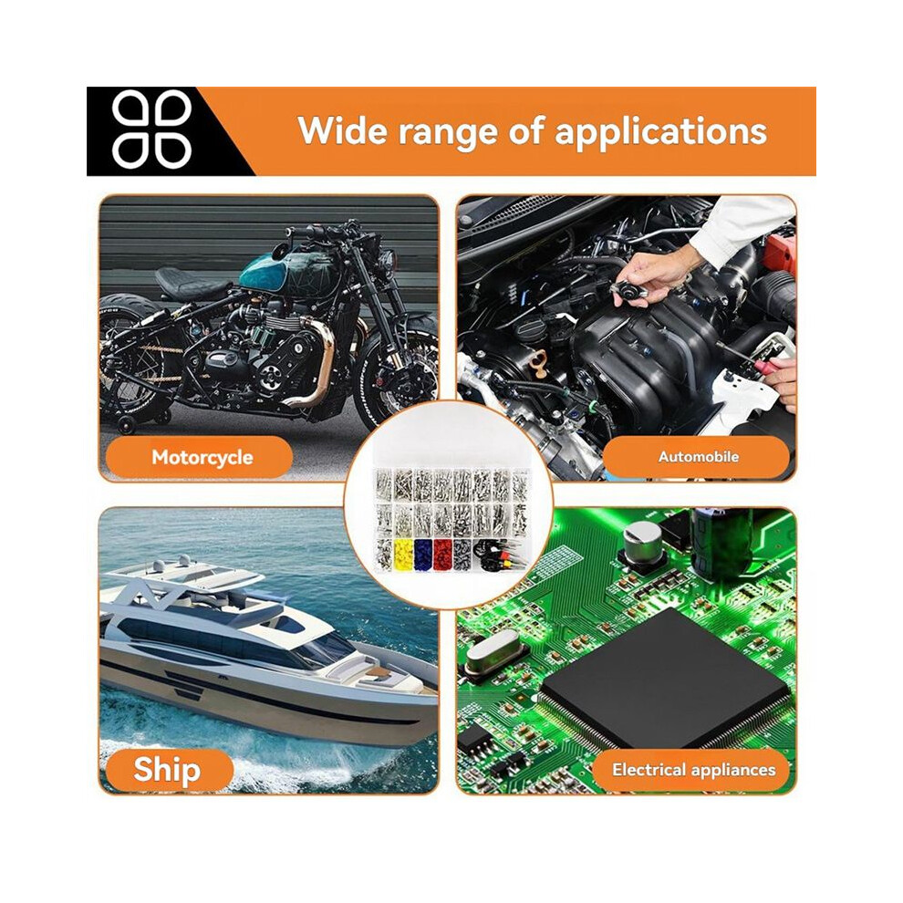 25Types Car Electrical Wire Terminal Pin Connector Kit - 660Pcs Automotive Electric Crimp Connectors 1-6.3Mm 4713609694957