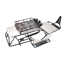 For 1/10 Scale RC Axial Wraith Metal Roll Cage Frame Body with Roof Rack and Metal Sheets Side Step,Black