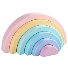 Wooden Rainbow Stacking Toy 6 Piece Pastel Montessori Wooden Stacker for Toddlers and Kids