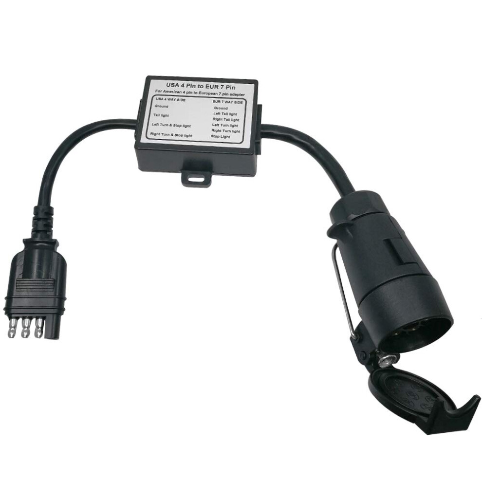 Trailer Adapter Us 4 Way Flat To Eu 7 Pin Plug Converter With Separate Brake Signals Light 9771547127185