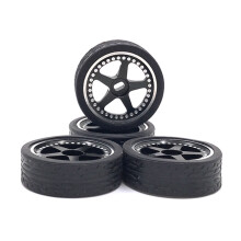 4Pcs 26mm Metal Wheel Rim Rubber Tire Tyre Set for 284131 K969 K989 K999 P929 -Z 1/28 RC Car Upgrades Parts,4