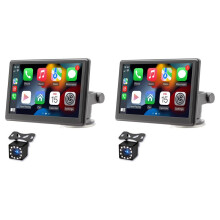2X Portable Wireless Carplay Screen Dash Mount, 7 Inch Touch Screen Car Stereo , FM Car Radio, Rear Camera, USB