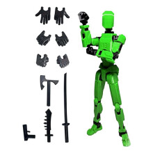2X Robot Action Figure, 3D Printed with Full Articulation for Stop Motion Animation Green