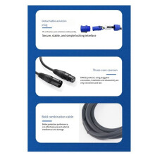 4X DMX Powercon Cable Combination of Powercon Plug and DMX XLR Signal  for Light Power Connection Signal Transit(B)