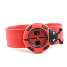 3X Montre Enfant Garcon Fille Coccinelle Cartoon Adorable en Silicone - Couleur : Rouge