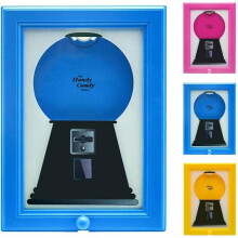 2 in 1 Photo Frame Candy Dispenser with Push Button, Wall or Tabletop Mount, Lockable Lid, Blue