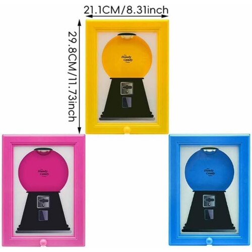2 in 1 Photo Frame Candy Dispenser with Push Button, Wall or Tabletop Mount, Lockable Lid, Blue 1