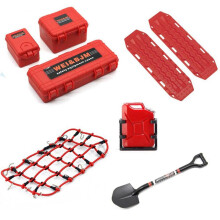 Universal 8 Teile/Satz Simulierte Dekoration Koffer Gepäck Netz Schaufel für TRX4 SCX10 90046 1/10 RC Auto Zubehör Rot
