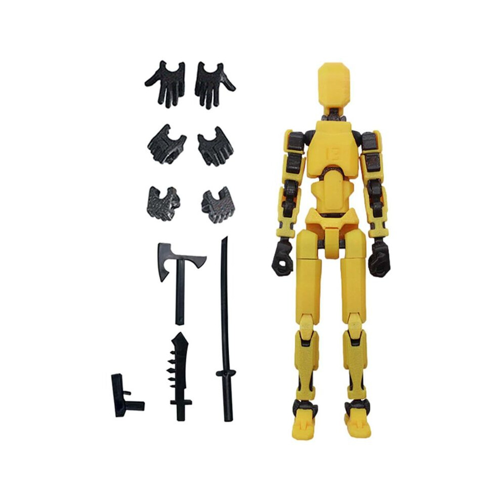 Robot Action Figure, 3D Printed With Full Articulation For Stop Motion Animation Yellow 6032211598605