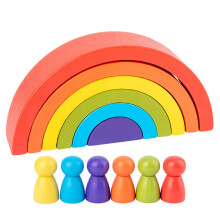 Wooden Rainbow Stacker Montessori Toy for Toddlers, Educational Nesting Blocks for Early Skills