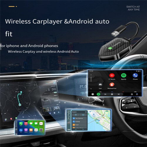 2 in 1 Wireless Adapter Wireless Carplay Android Adapter Android Auto Car Adapter Convert Wired to Carplay Wireless Box 2