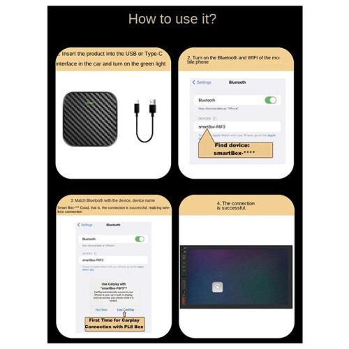 Wireless Carplay Android Adapter Android Auto Car Adapter 2-In-1 Wireless Adapter Convert Wired to Carplay Wireless Box 1
