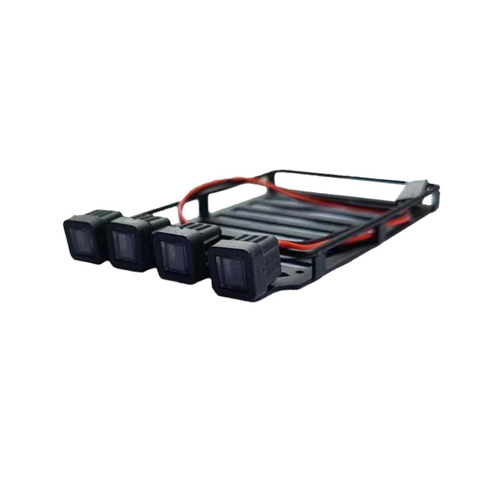 Rc Car Roof Rack Luggage Carrier With Spotlights For Scx24 1/24 Rc Crawler Car Axial Scx24 Axi00002 Square Black 4712675676041