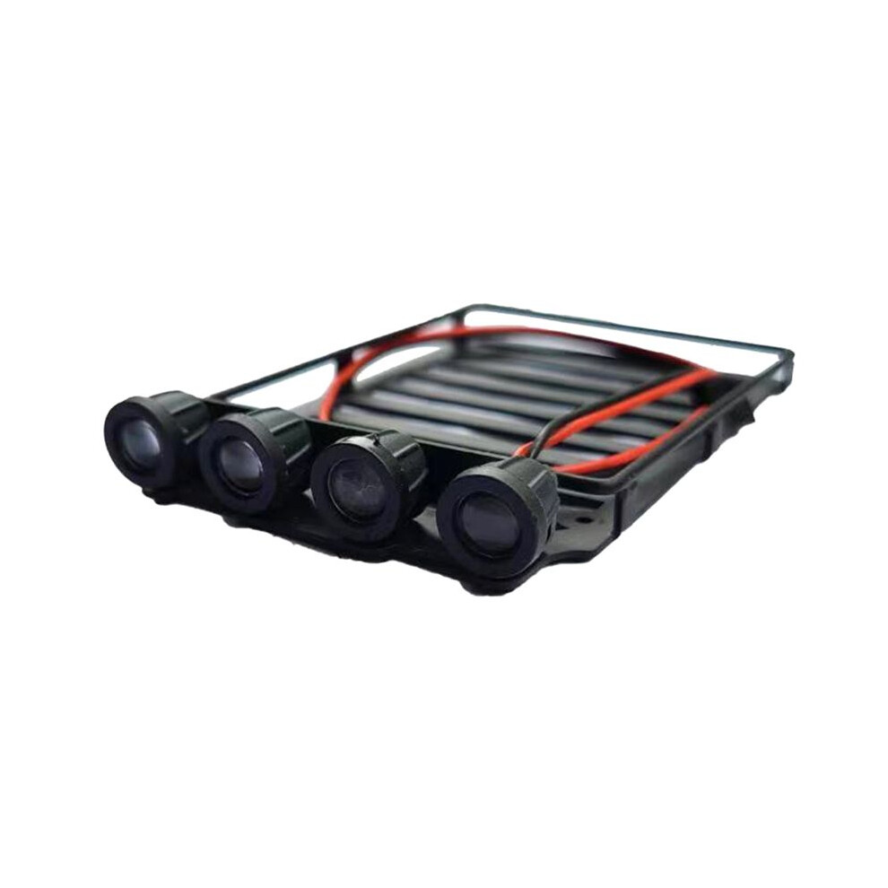 Rc Car Roof Rack Luggage Carrier With Spotlights For Scx24 1/24 Rc Crawler Car Axial Scx24 Axi00002 Round Black 4711184698537