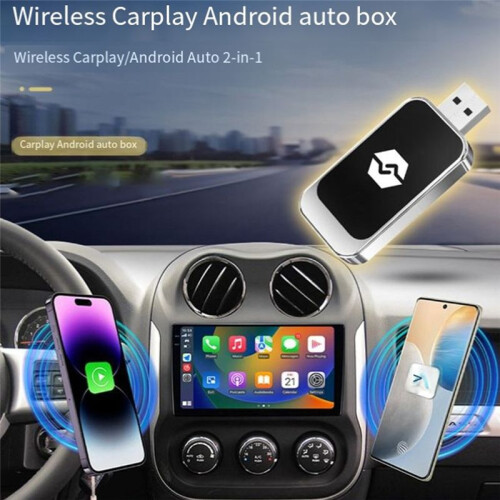 USB 2 in 1 Wireless Carplay Android Adapter Wireless Adapter Car Adapter Convert Wired Android Auto to Wireless 2