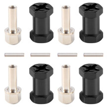 4pcs 12mm Hex Wheel Hub Drive Adaptor 20mm Extension Combiner Coupler for 1/10 RC Car Crawler SCX10 D90,Black