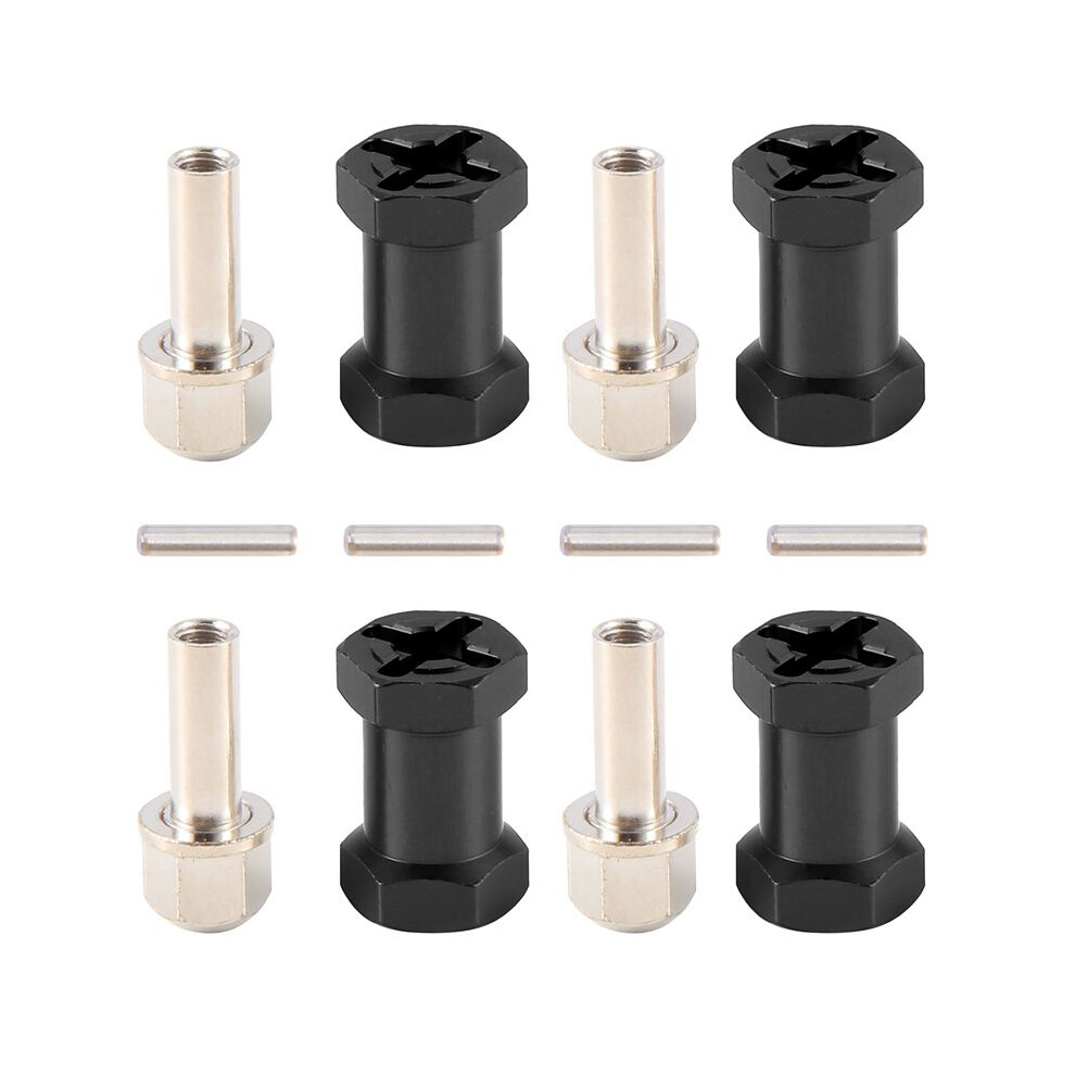 Tauoh Black 4Pcs 12Mm Hex Wheel Hub Drive Adaptor 20Mm Extension Combiner Coupler For 1/10 Rc Car Crawler Scx10 D90,